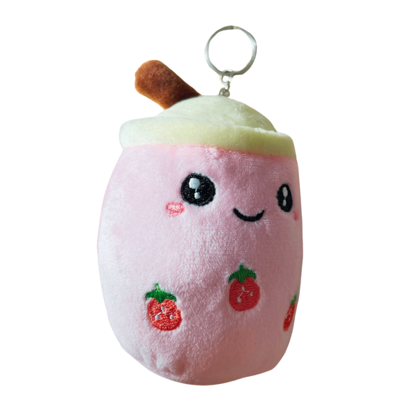 Plyšové Bubble tea malé - růžová JAHODA