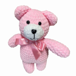 Háčkovaný plyšák - ružový medvedík